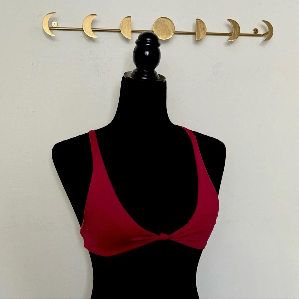 Frankies Bikinis Malibu Knotted Bikini Top Burgundy S